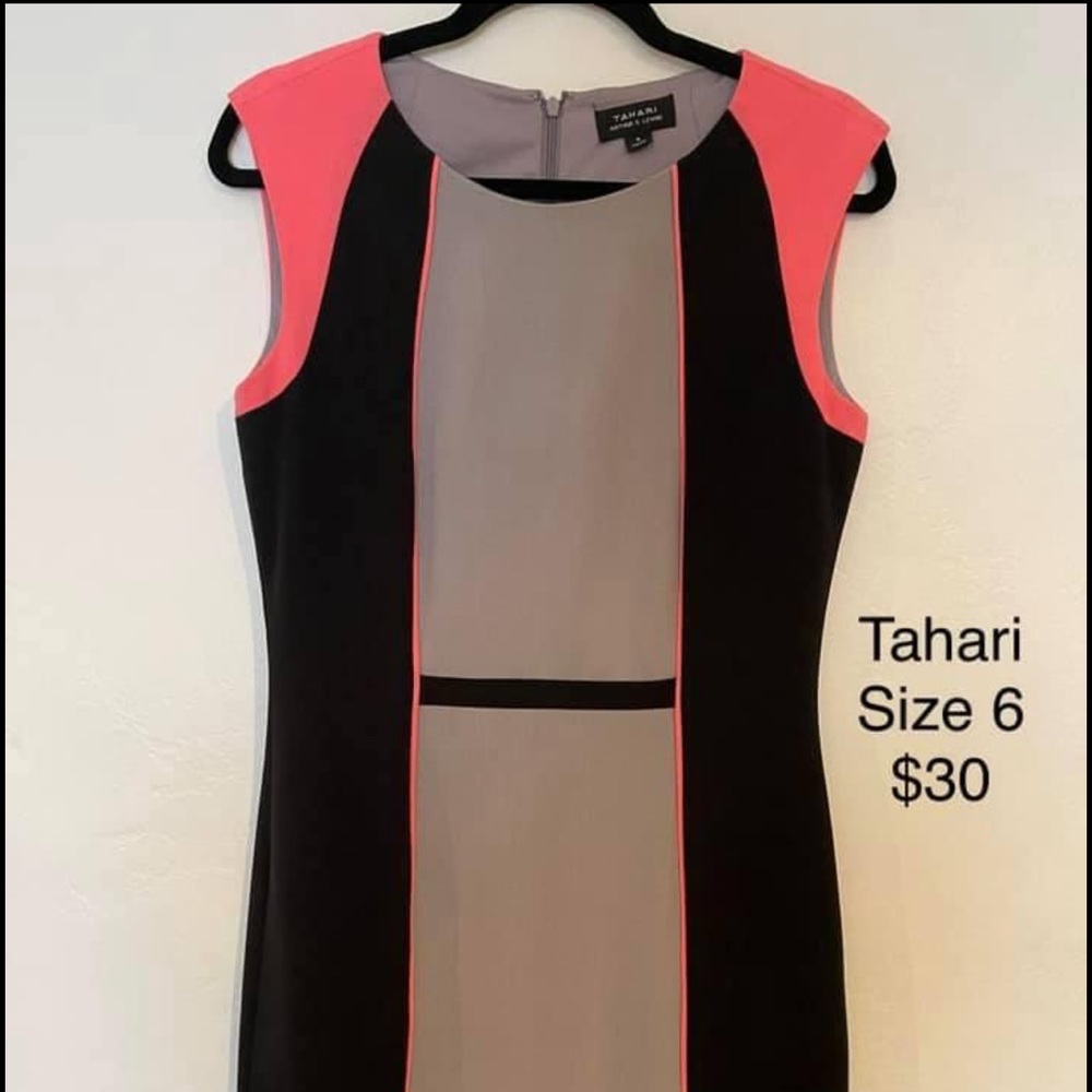 Tahari dress hot pink and black